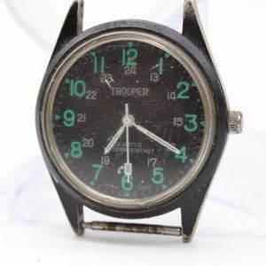Vintage Trooper Military Watch Mens Black Tone Stainless Steel Classic Quartz